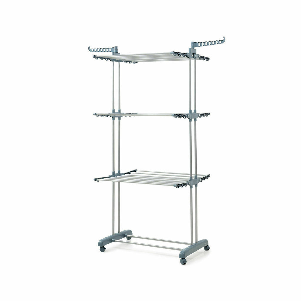 Pack Tendedero Plegable Vertical con Ruedas y Doblador de Ropa InnovaGoods