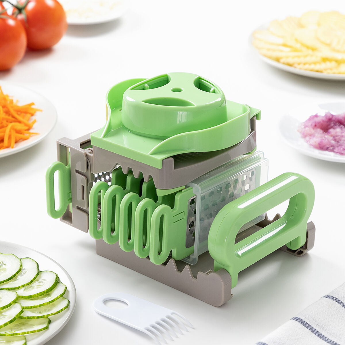 Pack Cortador de Verduras en Espiral y Mandolina-Rallador Plegable 6 en 1 InnovaGoods