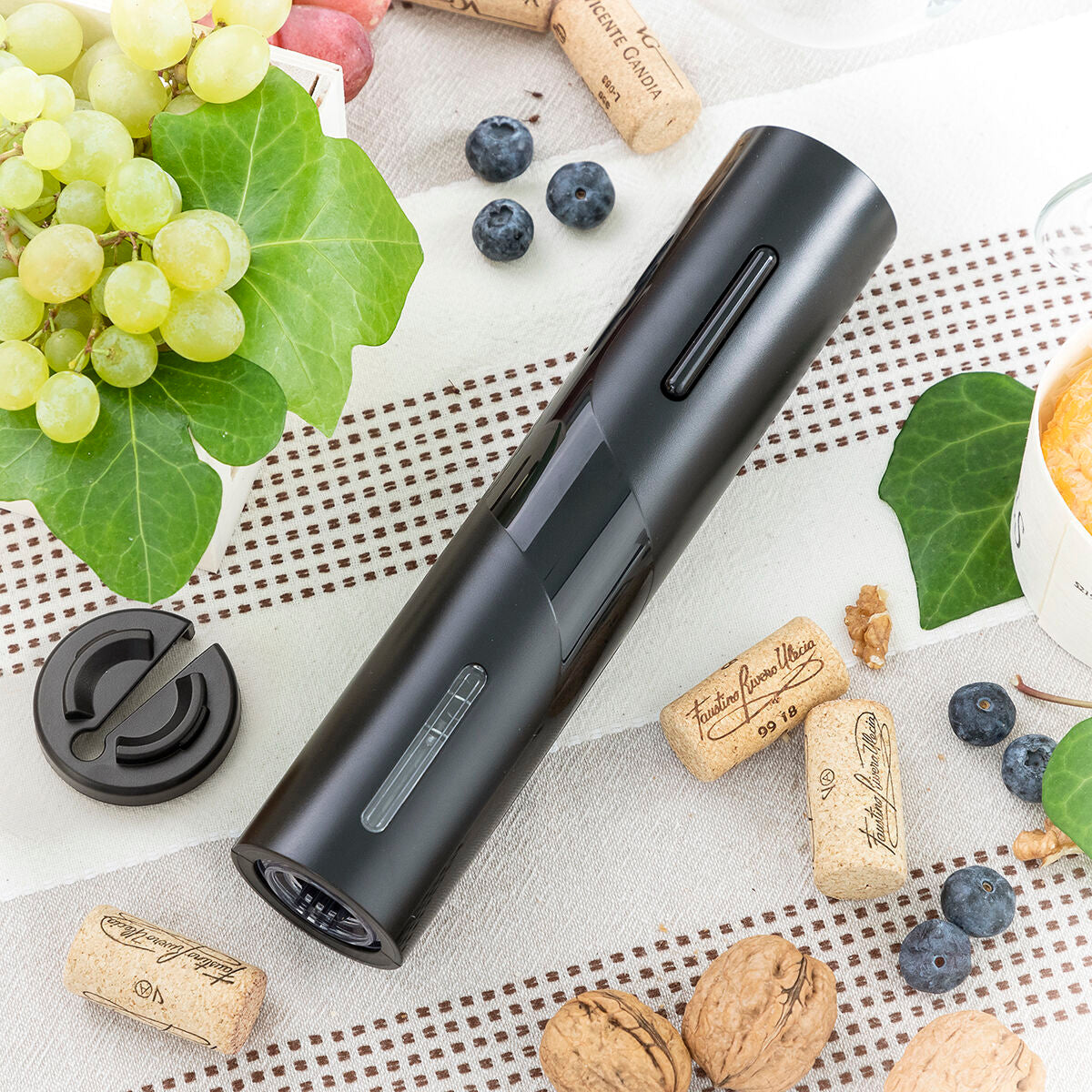 Pack Sacacorchos Eléctrico para Botellas de Vino y Tapón Dispensador Aireador de Vino 2 en 1 InnovaGoods