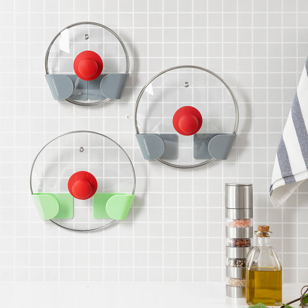 Pack Set de 3 Soportes Adhesivos para Tapas de Cocina y Organizador de Especias Adhesivo y Divisible y Recipientes de Cocina Adh