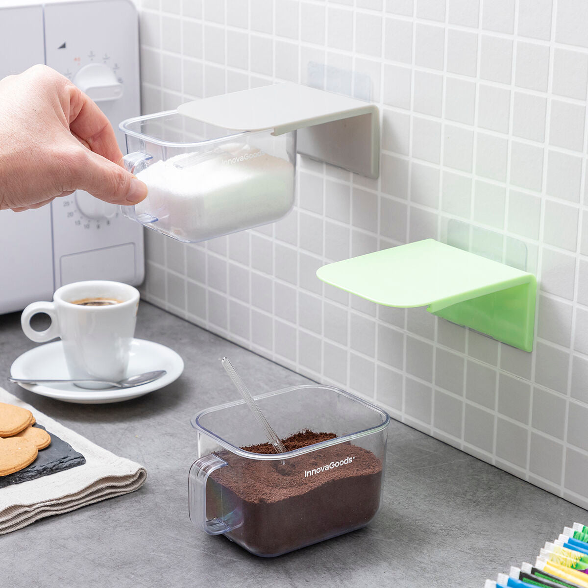 Recipientes de Cocina Adhesivos Extraíbles Handstore InnovaGoods 2 Unidades