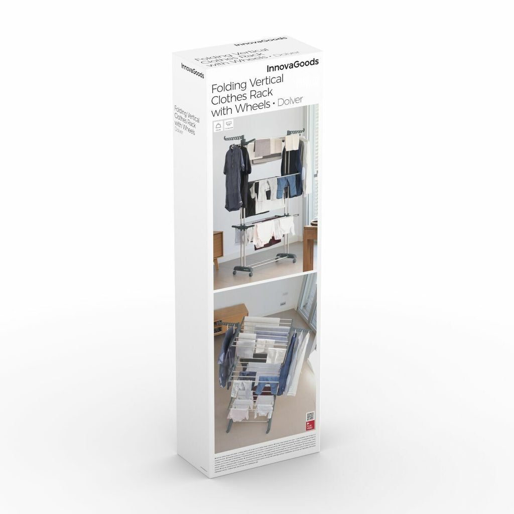 Tendedero Plegable Vertical con Ruedas Dolver InnovaGoods 24 Barras