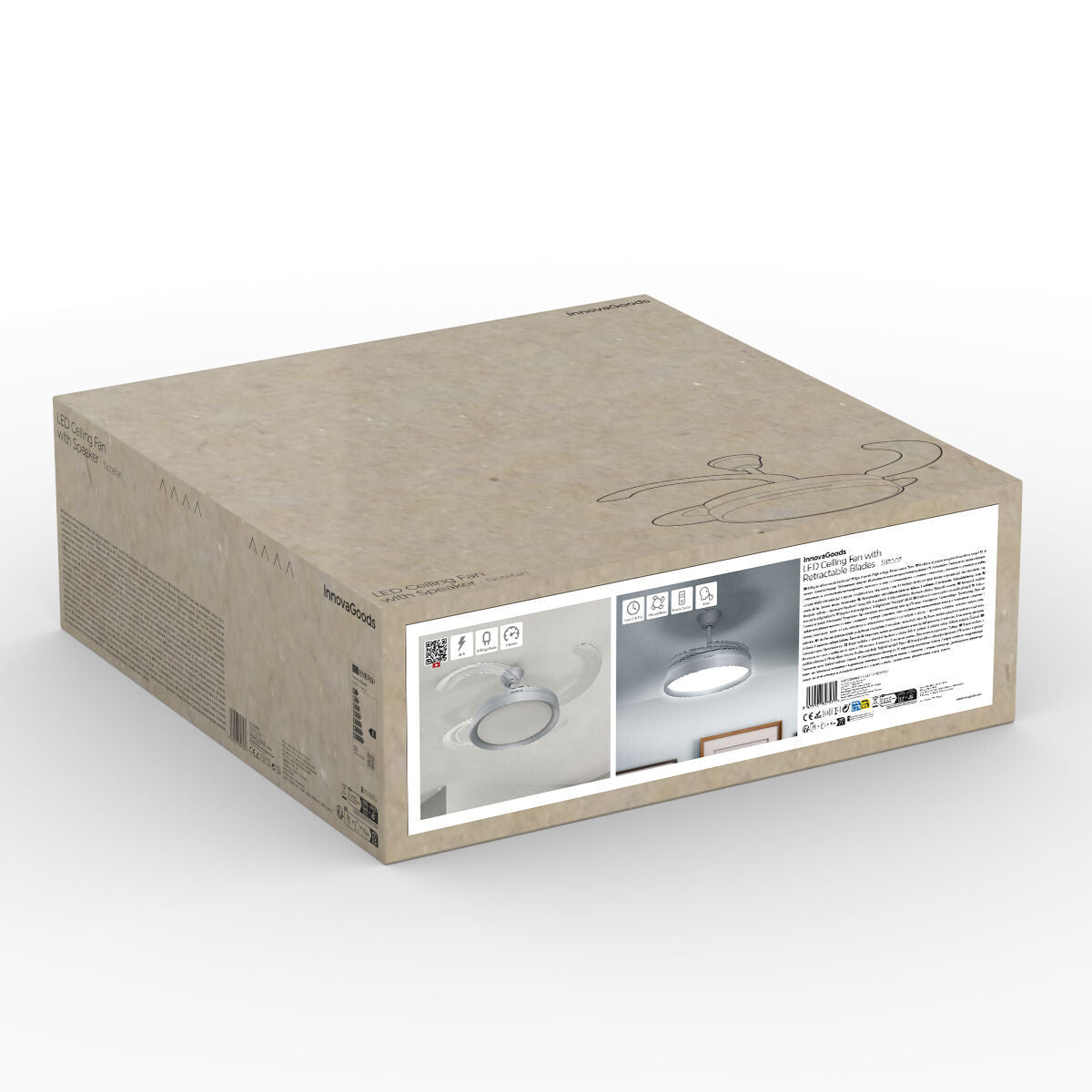 Ventilador de Techo con Luz LED y 4 Aspas Retráctiles Silteez InnovaGoods Plateado 80 W Ø49-104 cm