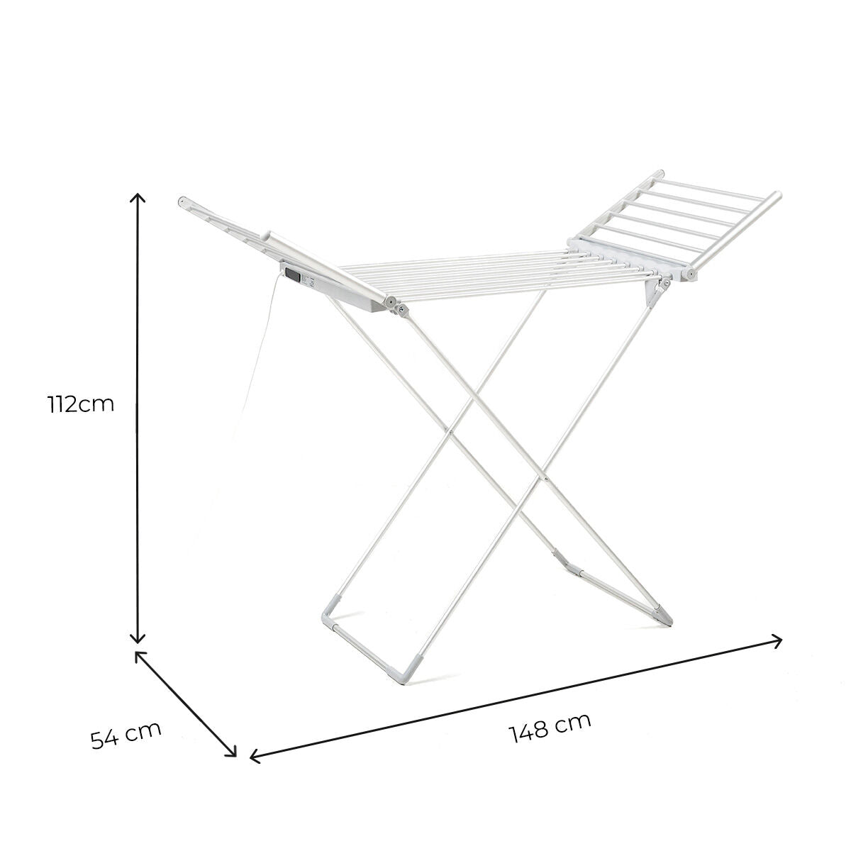 Tendedero Eléctrico Plegable con Alas, Pantalla Táctil, Temporizador y Control de Temperatura Warmmat InnovaGoods 230 W 20 Barra