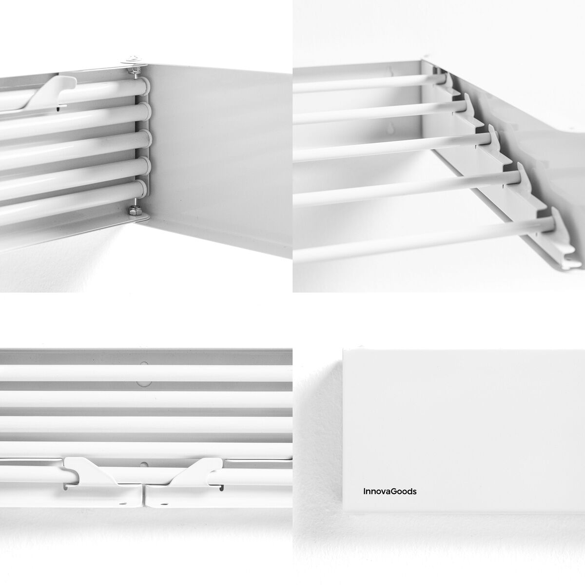 Tendedero de Pared Plegable Extensible Retráctil Dryva 80 InnovaGoods