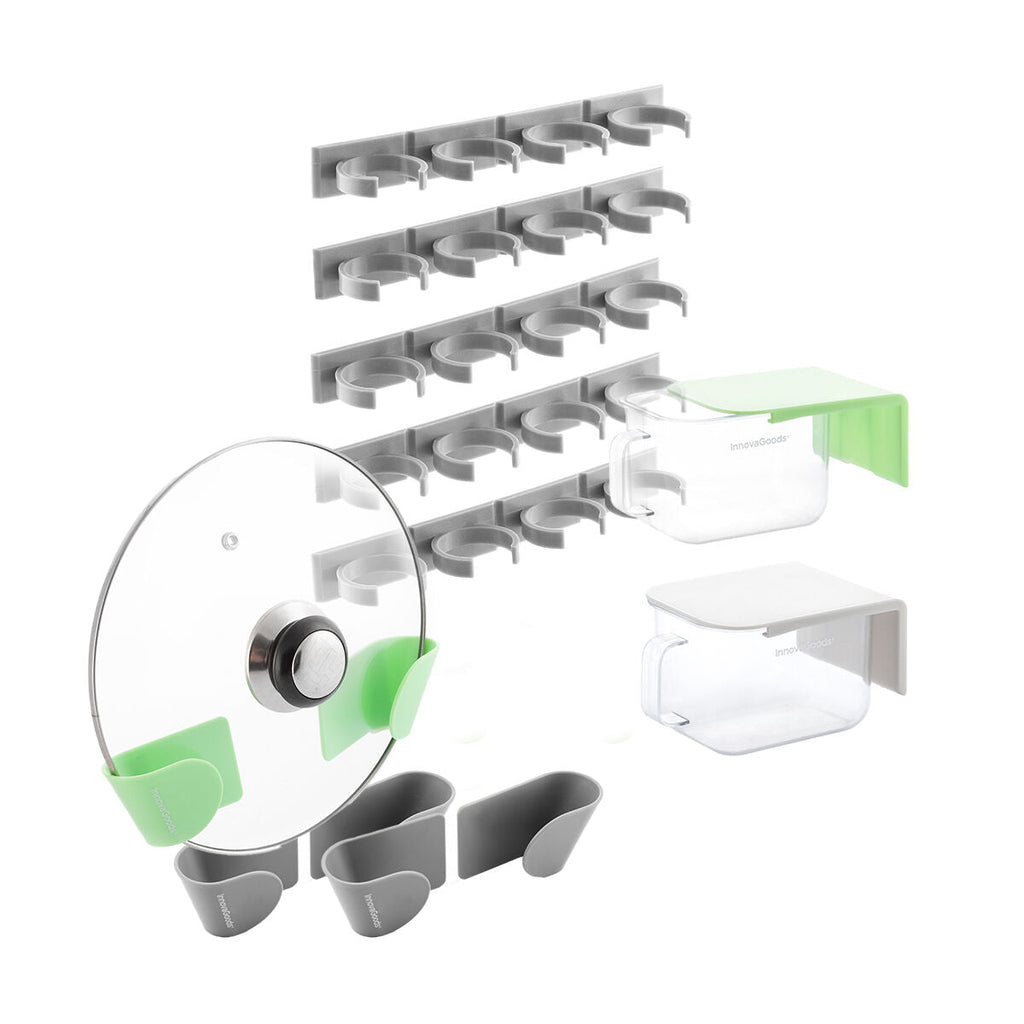 Pack Set de 3 Soportes Adhesivos para Tapas de Cocina y Organizador de Especias Adhesivo y Divisible y Recipientes de Cocina Adh