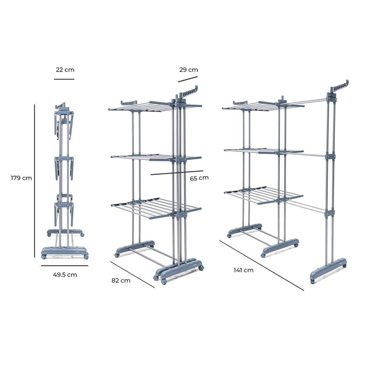 Tendedero Plegable Vertical Extensible con Ruedas Dolver XL InnovaGoods 30 Barras